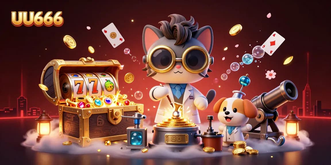 Experience the excitement of UU666 with vibrant slot reels and a whimsical casino adventure.