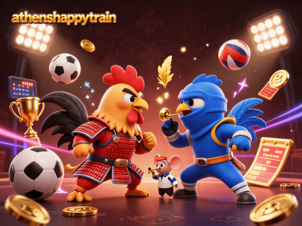 Engage with athenshappytrain featuring dynamic roosters and immersive gambling elements.