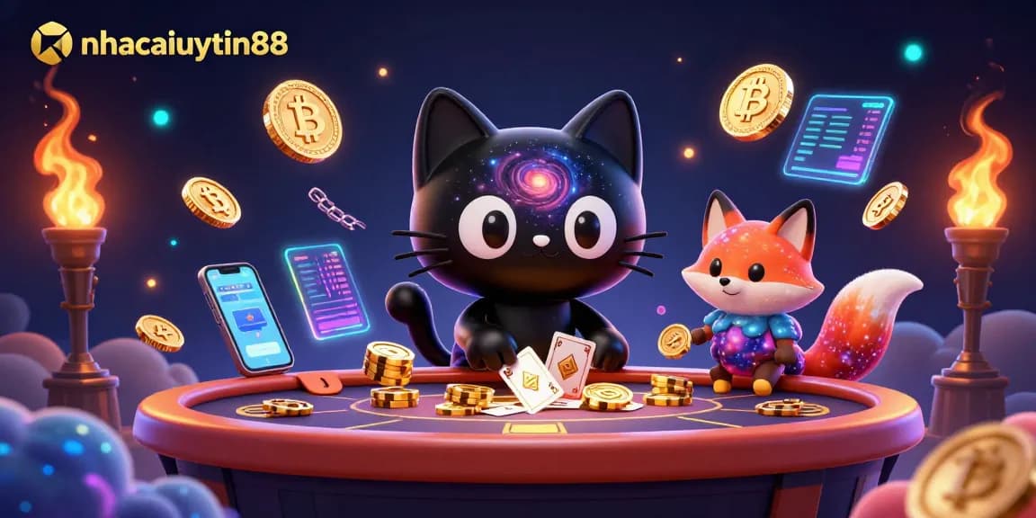 Engage with the captivating casino experience at nhacaiuytin88, featuring dynamic gaming elements and colorful characters.