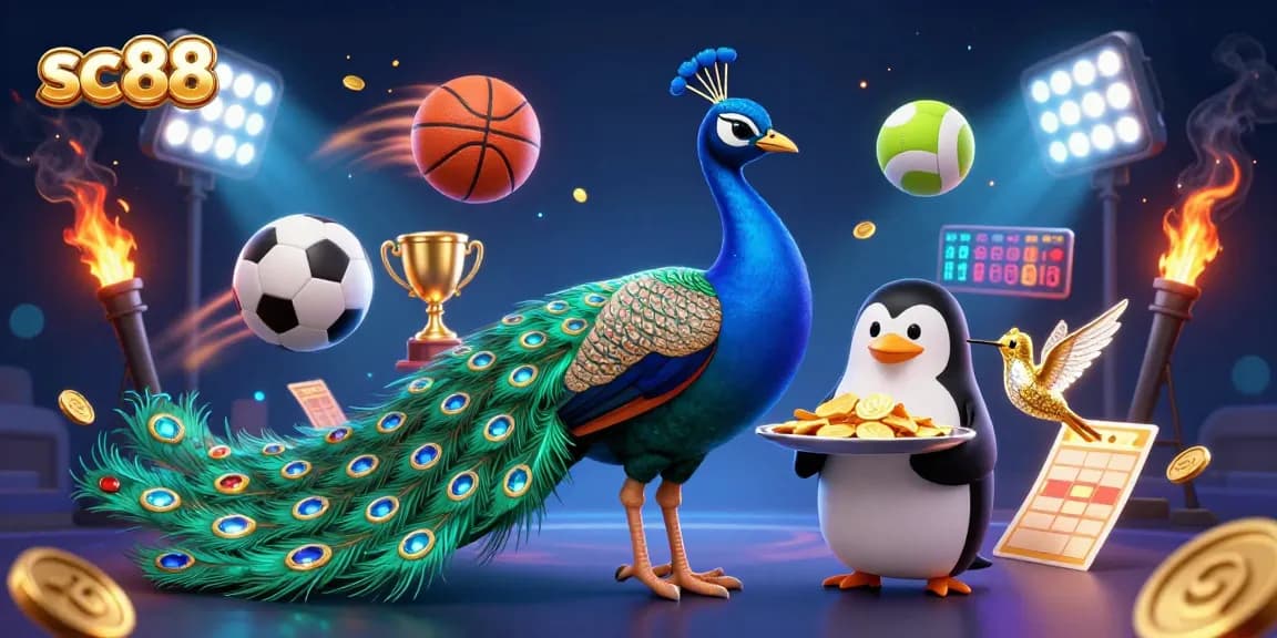 Bet on exciting games at sc88 with a dynamic scene showcasing vibrant sports elements and a lively atmosphere.
