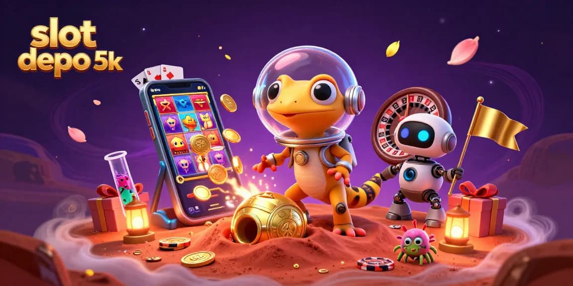 Spin winning reels at slot depo 5k with Martian gecko discovering a golden casino.