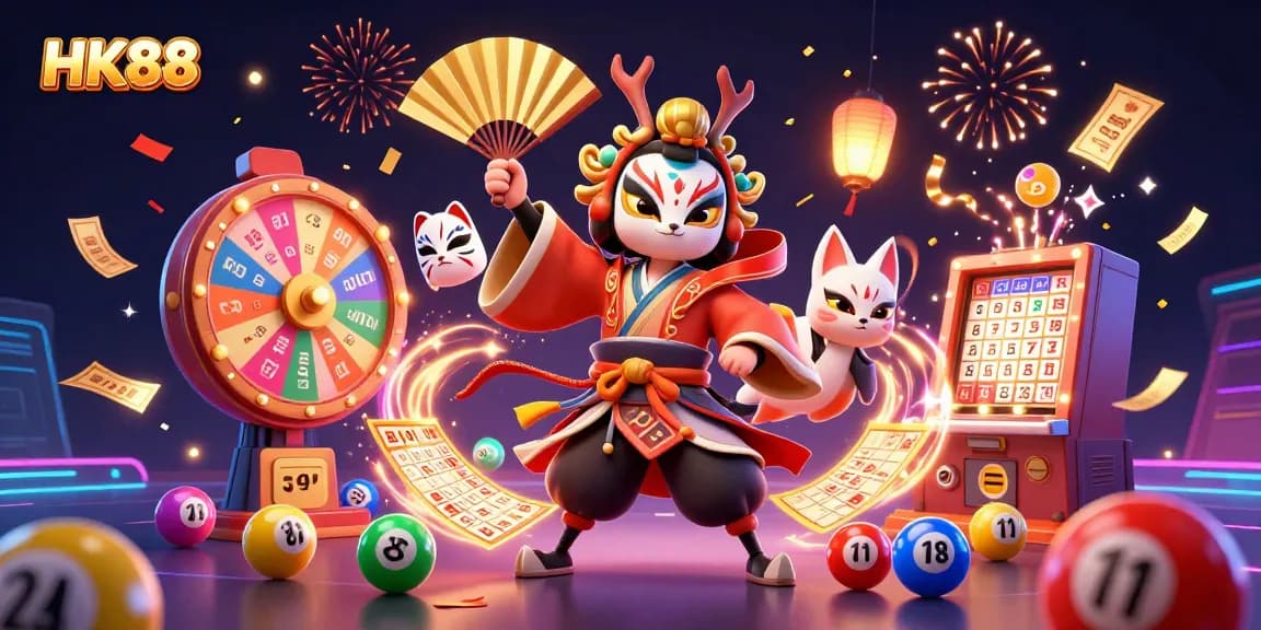 HK88 showcases an engaging gambling scene with vibrant lottery elements and exciting characters.