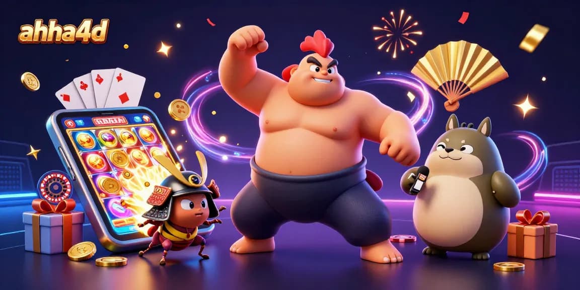 Akses cepat ke permainan kasino online di ahha4d dengan simbol kemenangan dan hadiah menarik.