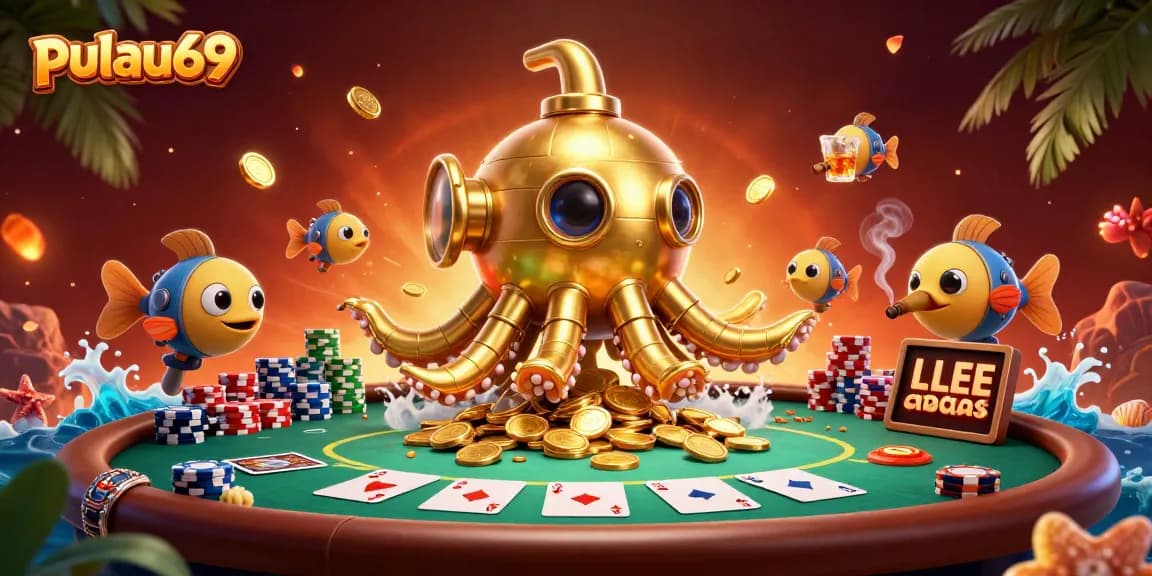 Engage with pulau69's exciting world of online slots and poker, featuring vibrant visuals and dynamic elements.