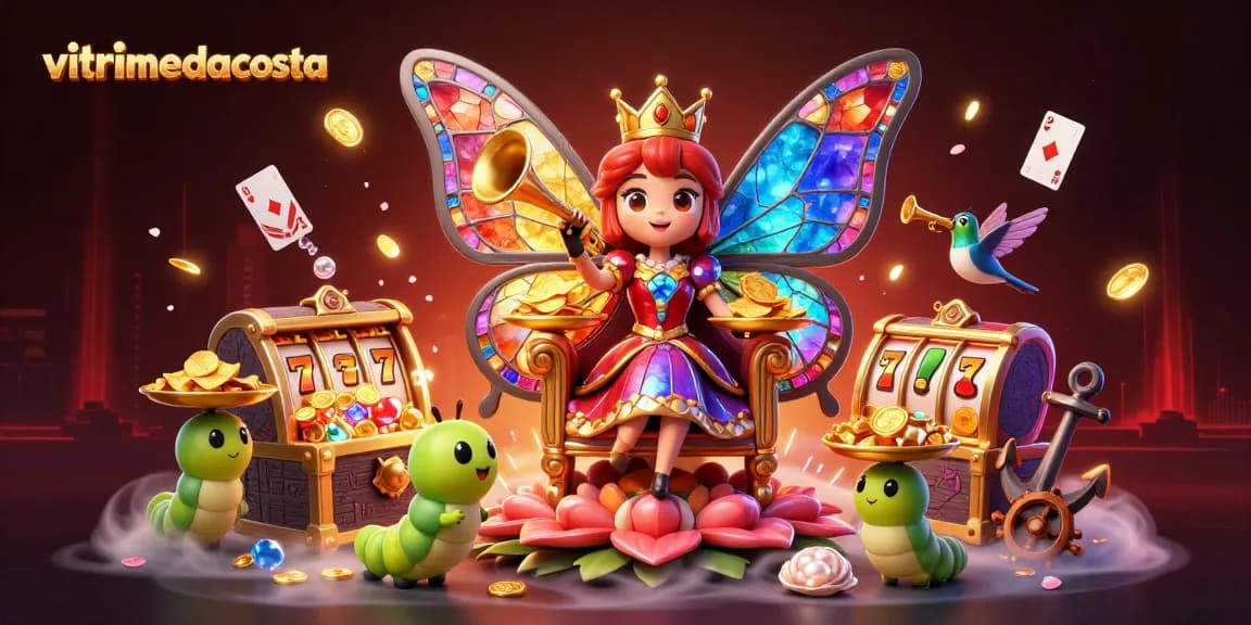 Play thrilling slots and win big at vitrinedacosta with vibrant 3D illustration of a casino scene.