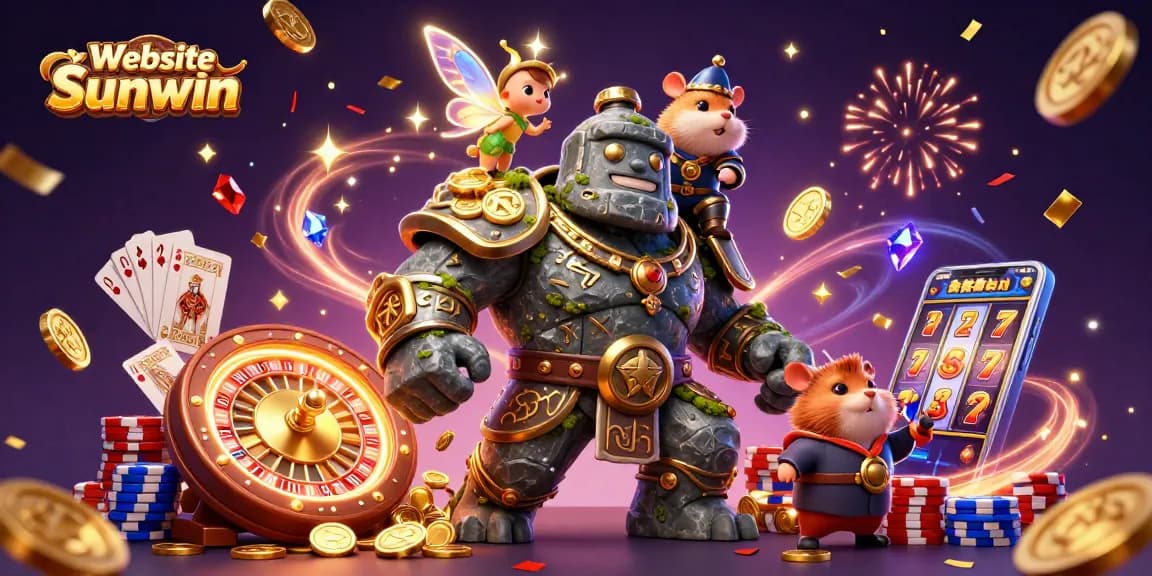 Engage in thrilling gaming adventures with Website Sunwin as enchanting characters animate a vibrant casino scene.