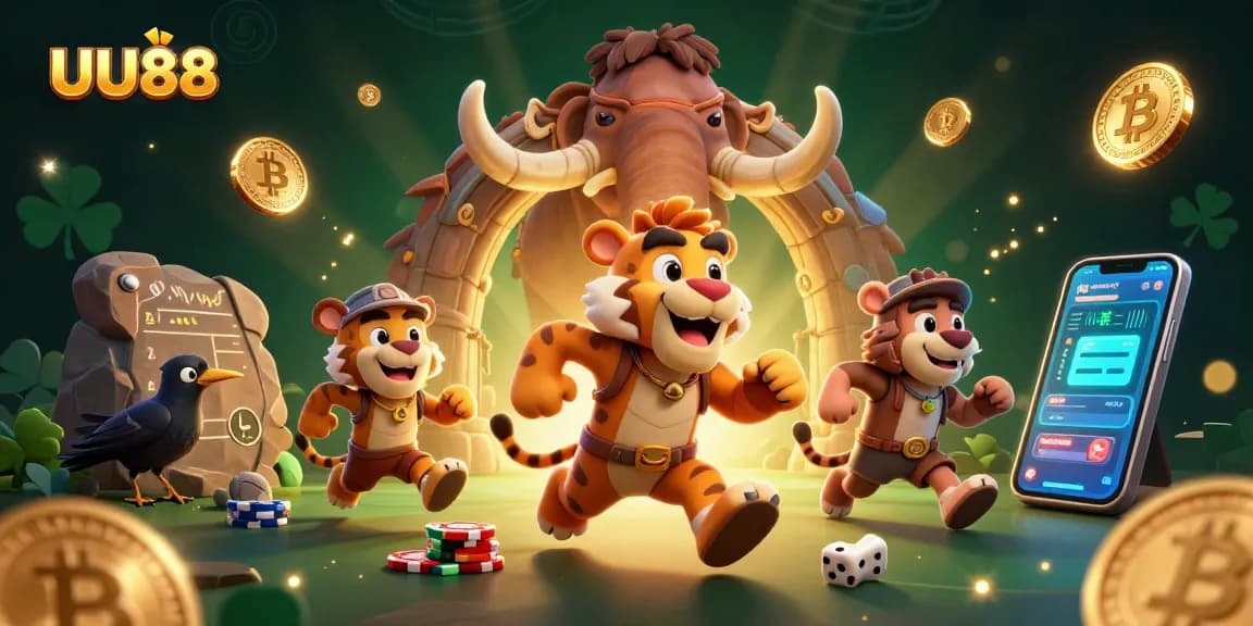 Spin the reels at UU88 while cavemen and creatures share their prehistoric casino adventure.