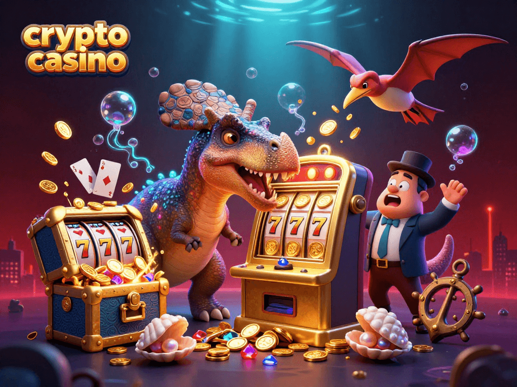 Catch the thrilling action at this crypto casino as a pachycephalosaurus claims a jackpot!
