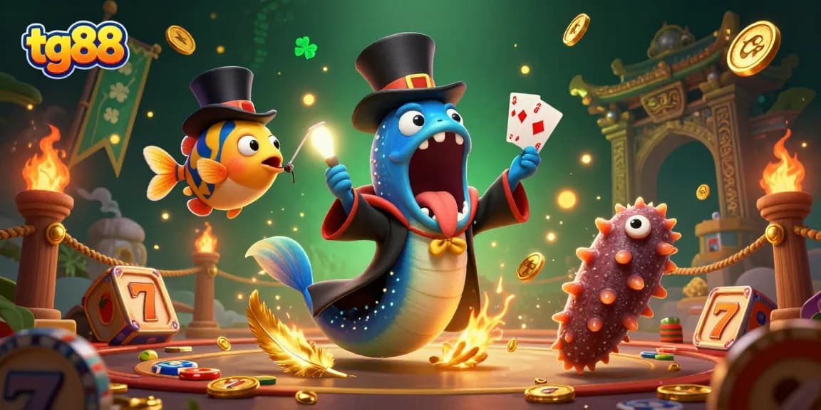 Experience thrilling card tricks in a magical tg88 scene with captivating sea creatures at play.
