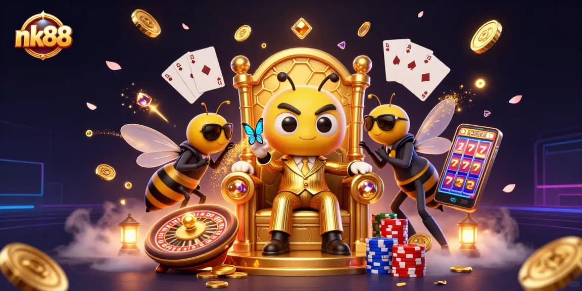 Win big with nk88 as you explore a rich world of casino gaming in a vibrant 3D scene.