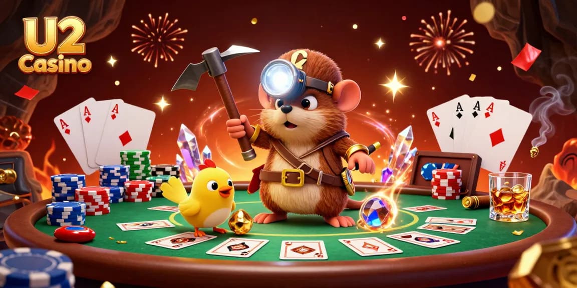 Experience thrilling gameplay at U2 Casino with vibrant poker scenes and exciting treasure hunts.