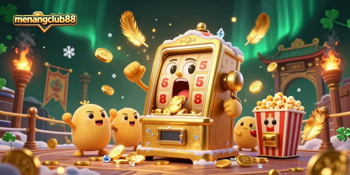 Experience the excitement of winning at menangclub88 with vibrant slot machines hitting jackpots amidst a lively casino atmosphere.
