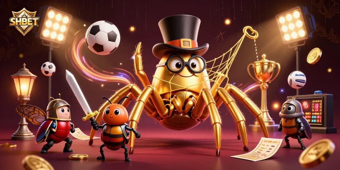 Experience SHBET's dynamic casino action with a golden tarantula and brave beetle knight.