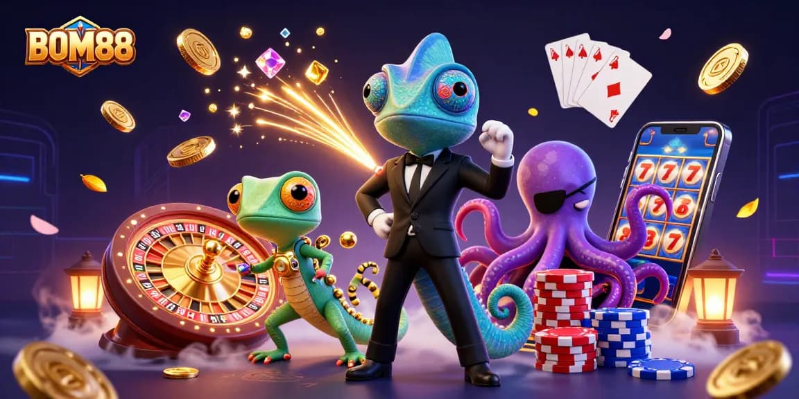 BOM88 captivates players with thrilling casino action featuring vibrant characters and dynamic game elements.