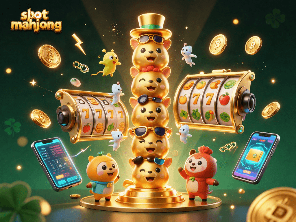 Experience thrilling slot mahjong action with vibrant characters and exciting game elements.