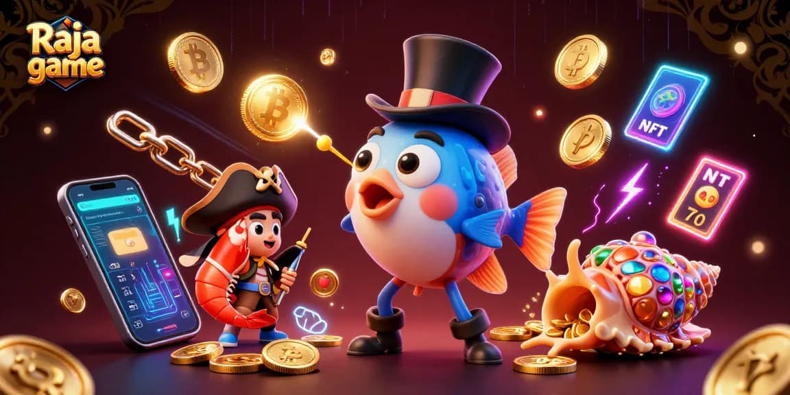 Engage in the thrilling Raja game with a vibrant 3D scene featuring characters and golden elements.