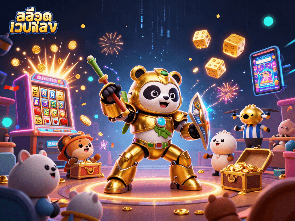 Experience the thrill of สล็อตเว็บตรง games in an electrifying arcade with golden panda and jackpot action!