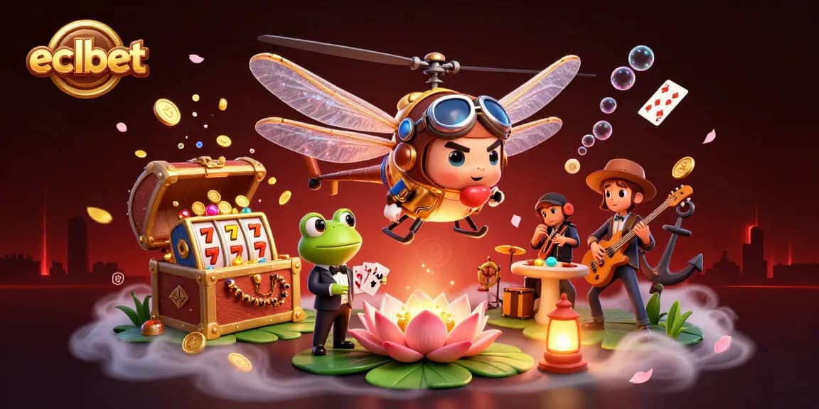 ECLBet illustrates exciting casino gameplay with a dynamic scene featuring slots, cards, and captivating characters.