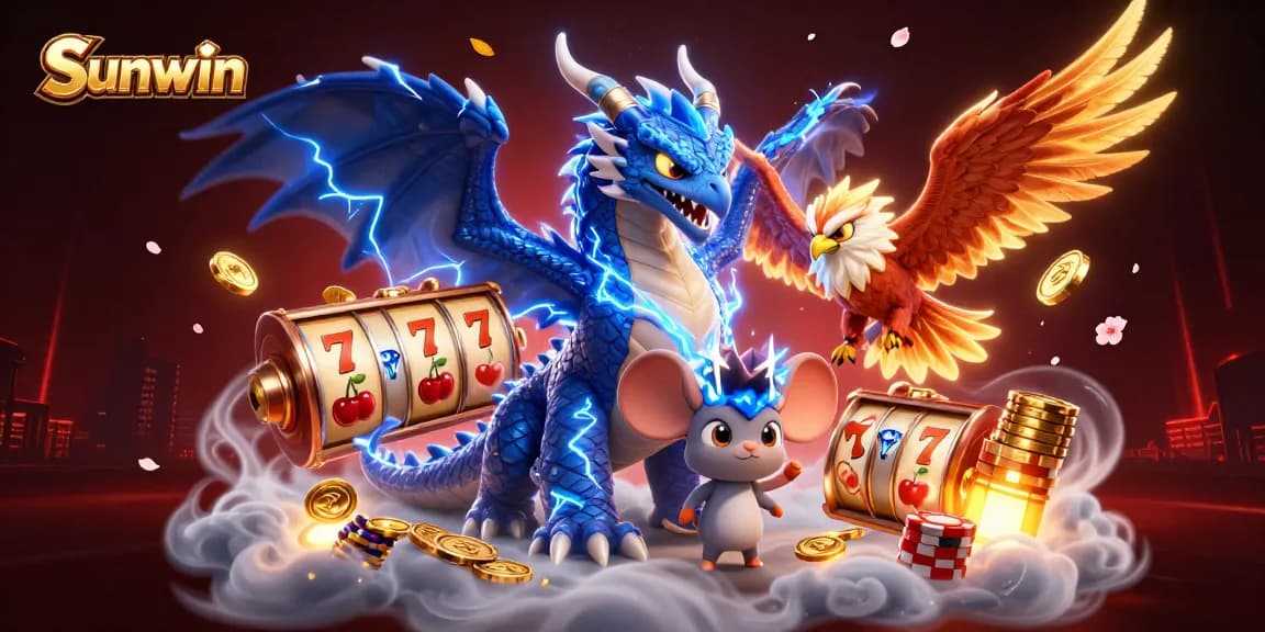 Engage in thrilling casino action with Sunwin's dynamic slot game scene featuring electrifying characters.