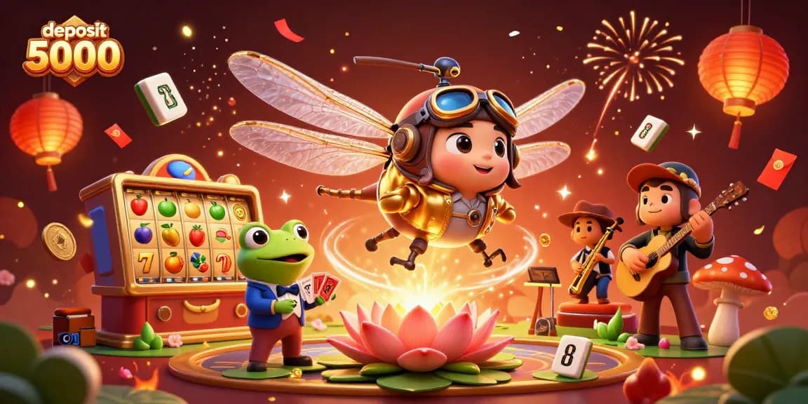 Experience thrilling gameplay as you deposit 5000 for exciting slot wins in this vibrant casino illustration.