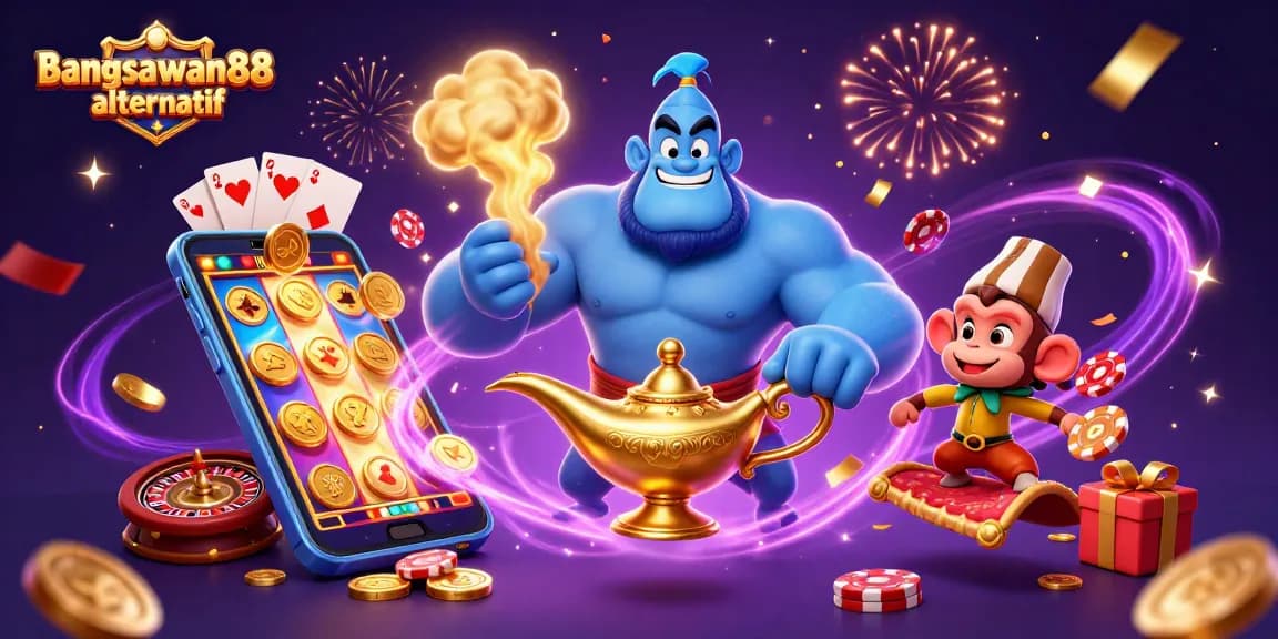 Experience the excitement of bangsawan88 alternatif with a dynamic casino illustration featuring captivating game elements.
