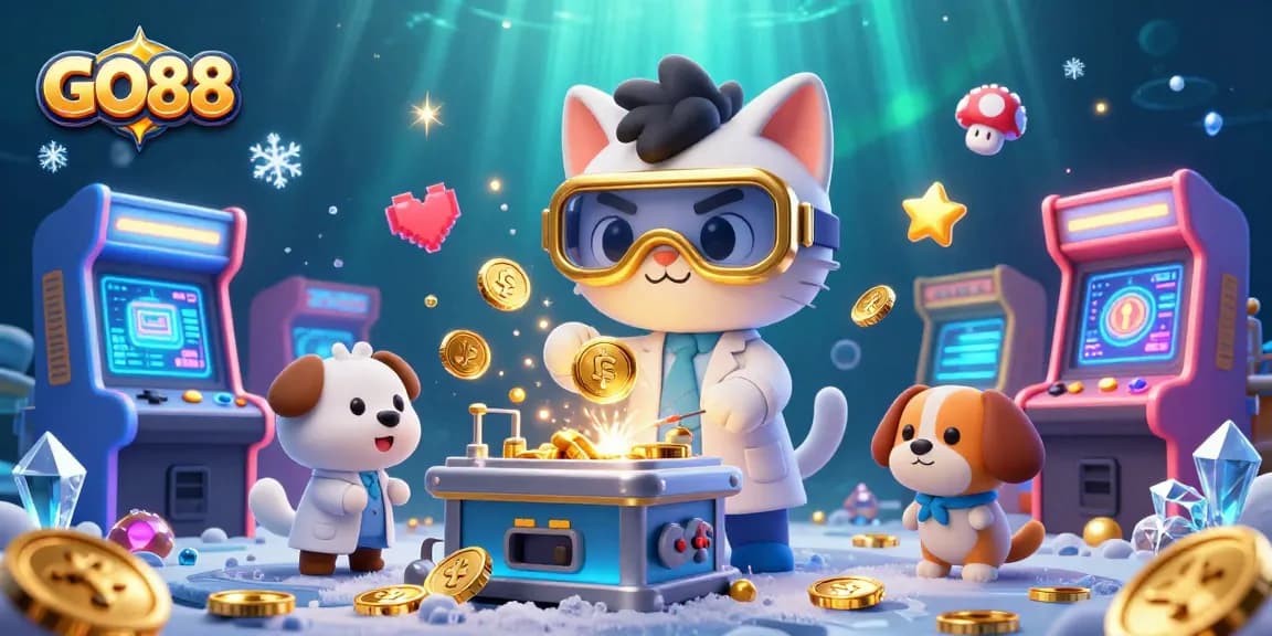 Experience thrilling adventures at GO88 with vibrant 3D casino characters engaging in games of luck and strategy.