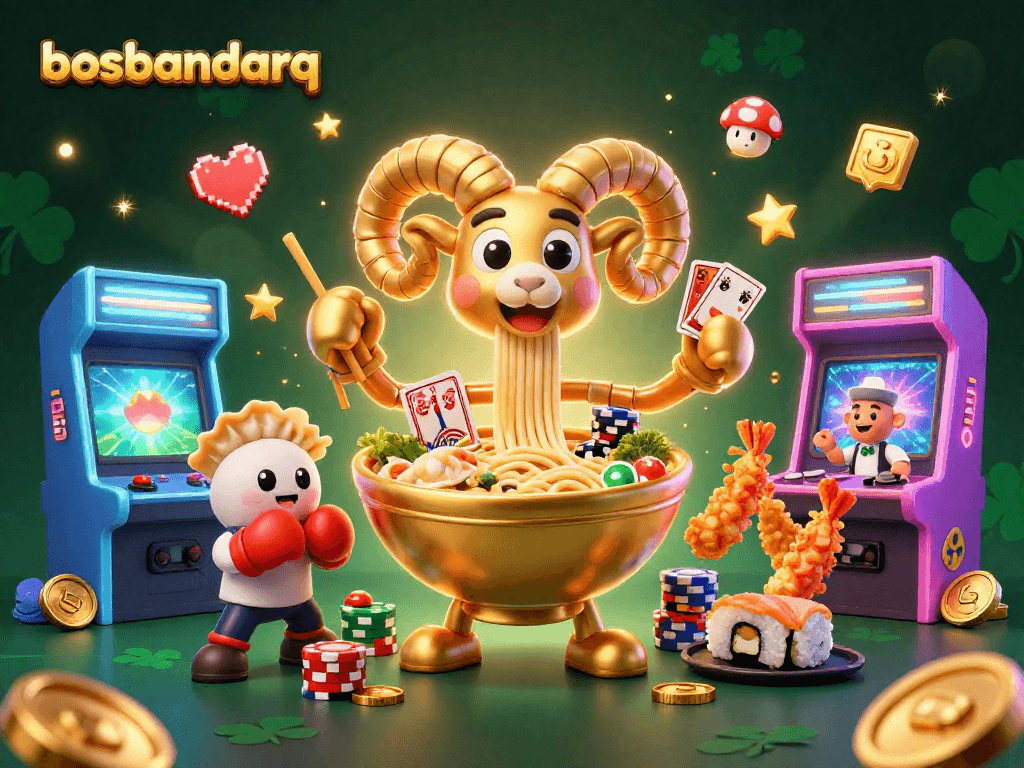 Engage in exciting gameplay at bosbandarq with vibrant characters, casino elements, and dynamic scenes.
