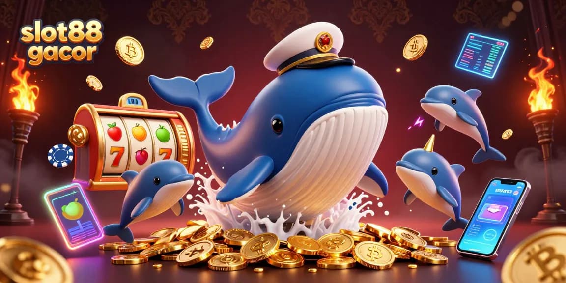 Menangkan slot88 gacor dengan simbol jackpot dan ikan 3D yang beraksi dalam suasana berkilauan.