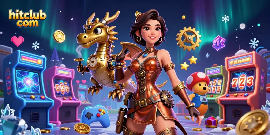 Win big at hitclub com with thrilling slot games and engaging casino elements in a vibrant 3D illustration.
