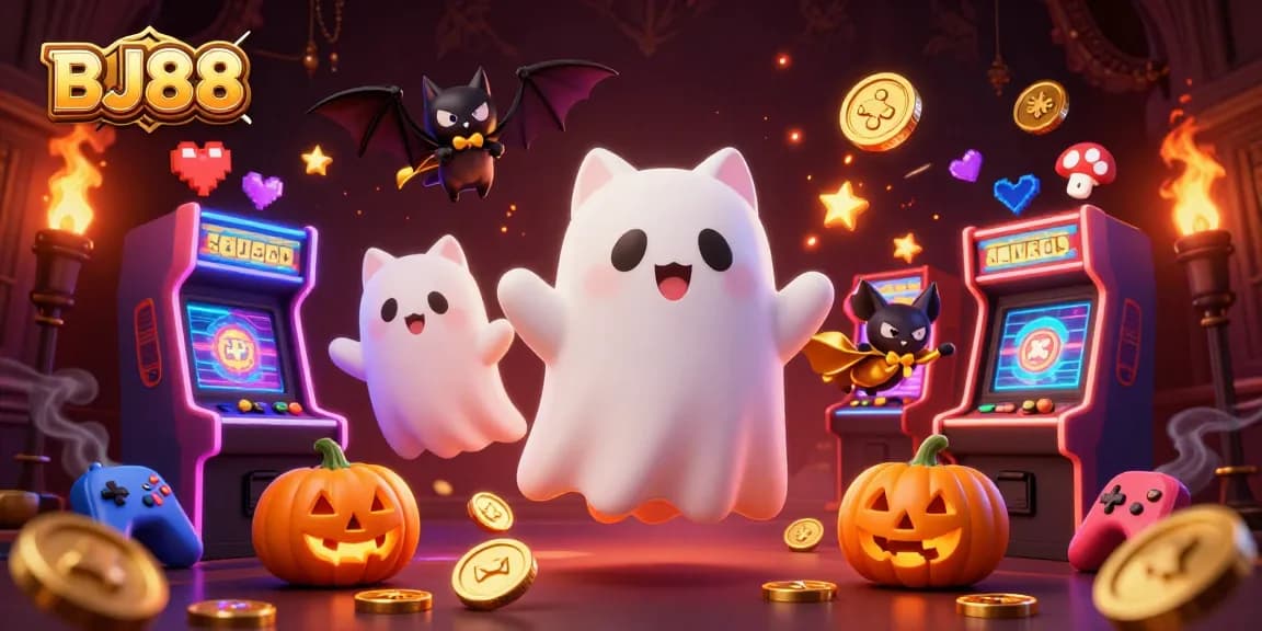 BJ88 showcases immersive casino-themed ghosts and jack-o-lanterns, enhancing your betting experience.