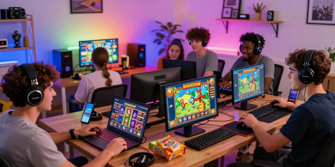 Players enjoying the Dragon Hatch slot game in a lively gaming room, showcasing excitement and camaraderie.