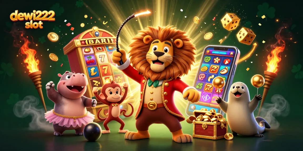 Menangkan jackpot di dewi222 slot dengan mesin slot yang memancarkan cahaya dan koin emas.