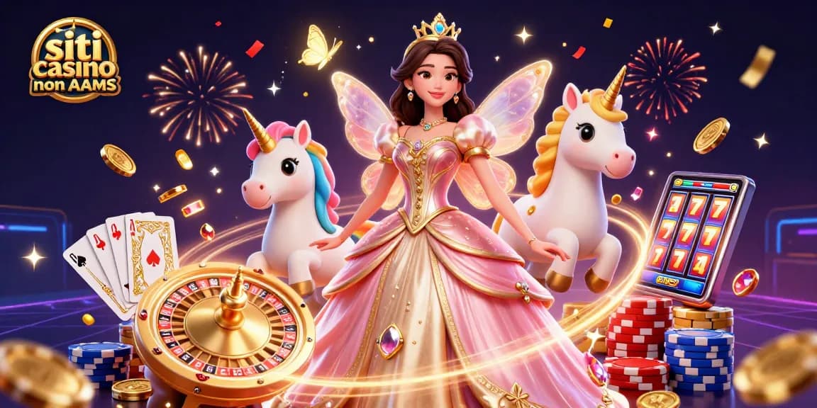 Vivete l'emozione dei siti casino non AAMS con una straordinaria scena di casinò 3D che presenta personaggi vivaci ed elementi di gioco.