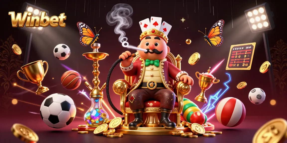 Winbet casino scene with animated characters and dynamic sports elements representing thrilling gaming adventures