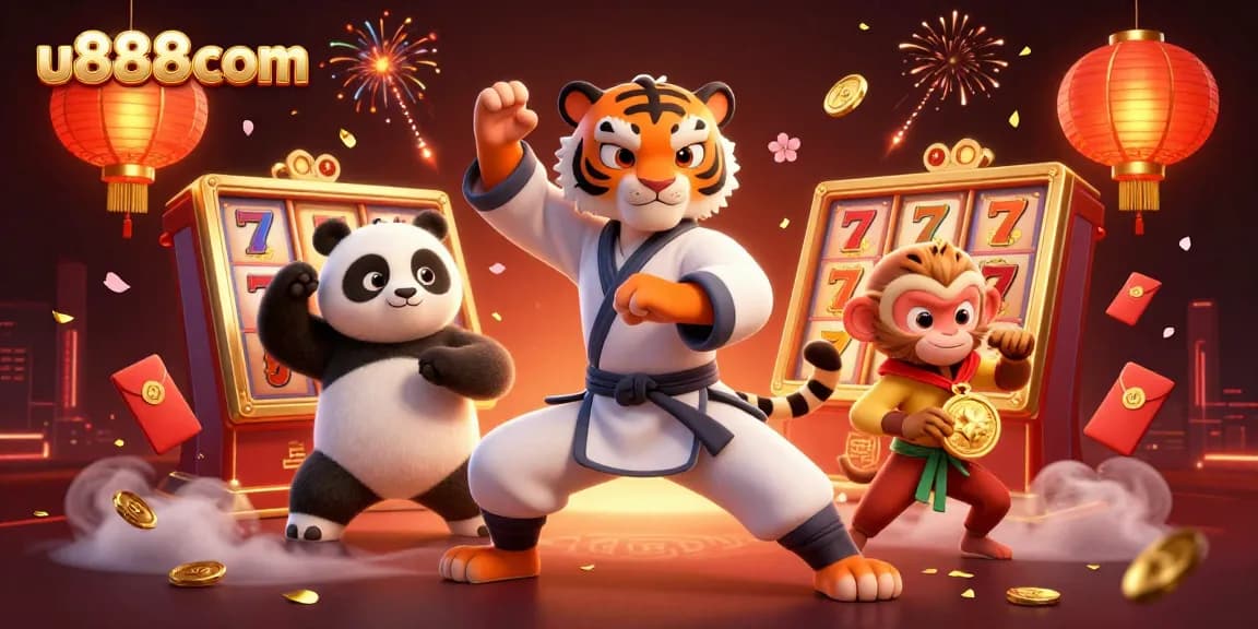 Play engaging games at u888com featuring 3D characters in a vibrant casino scene.