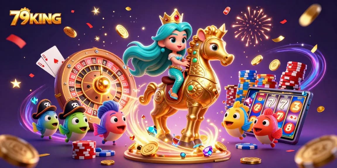 Engage with thrilling games at 79KING casino, where a mermaid princess and seahorse bring luck!