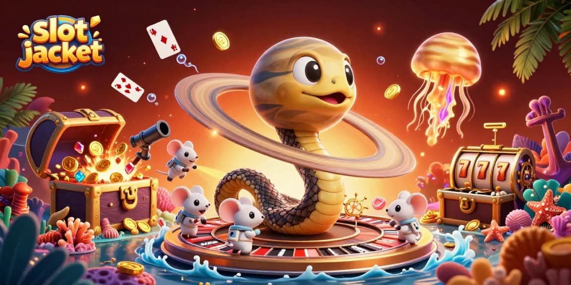 Memenangkan slot jackpot pada permainan kasino online, dengan simbol keberuntungan dan warna yang mencolok.