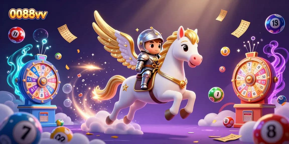 Experience the thrill of gaming with 0088vv in a vibrant, dynamic 3D illustration featuring a magical horse.