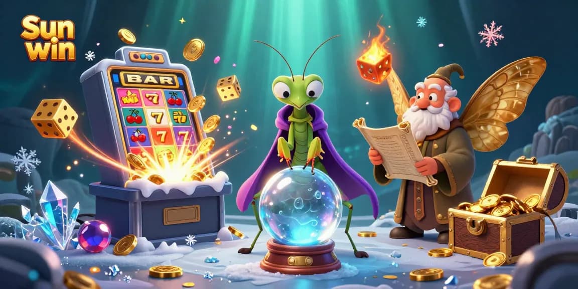 Experience winning strategies at Sun win with a vibrant casino scene featuring unique characters and jackpots.