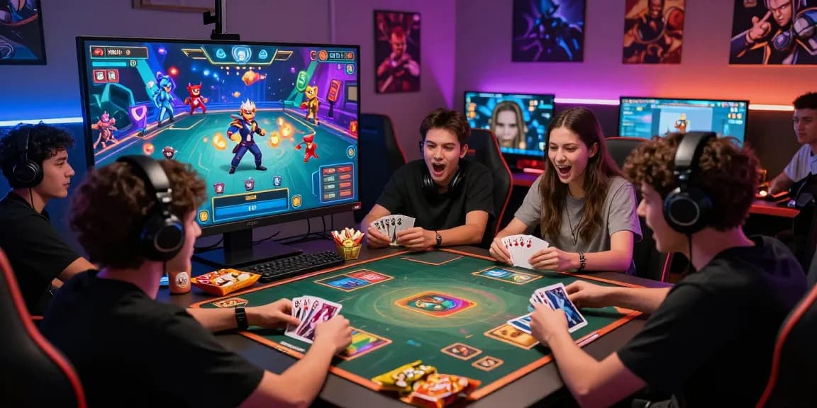 Exciting card game scene featuring players on the sunwin platform, showcasing teamwork and competitive spirit.