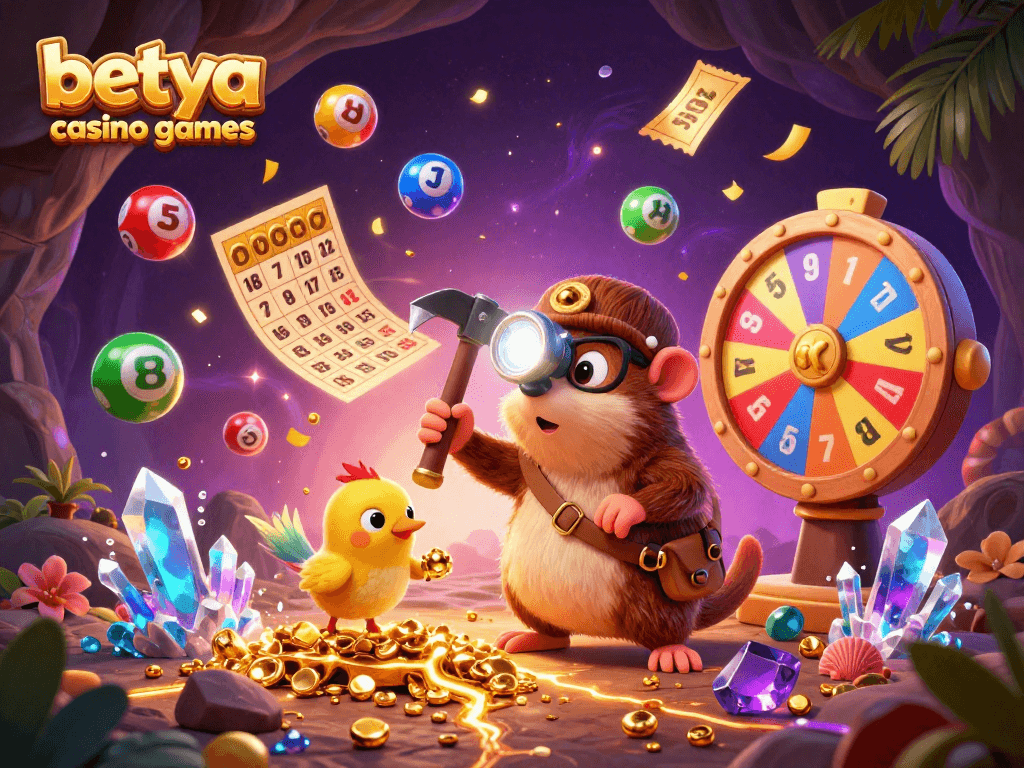 Experience the excitement of betya casino games with colorful lottery elements and dynamic characters.