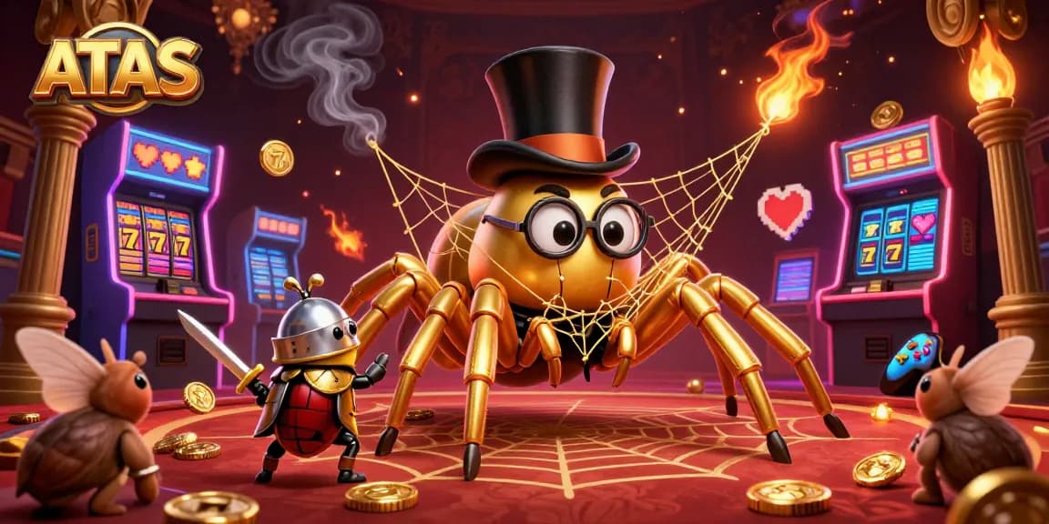 Engage with the thrilling world of ATAS casino, featuring vibrant gaming elements and friendly characters.