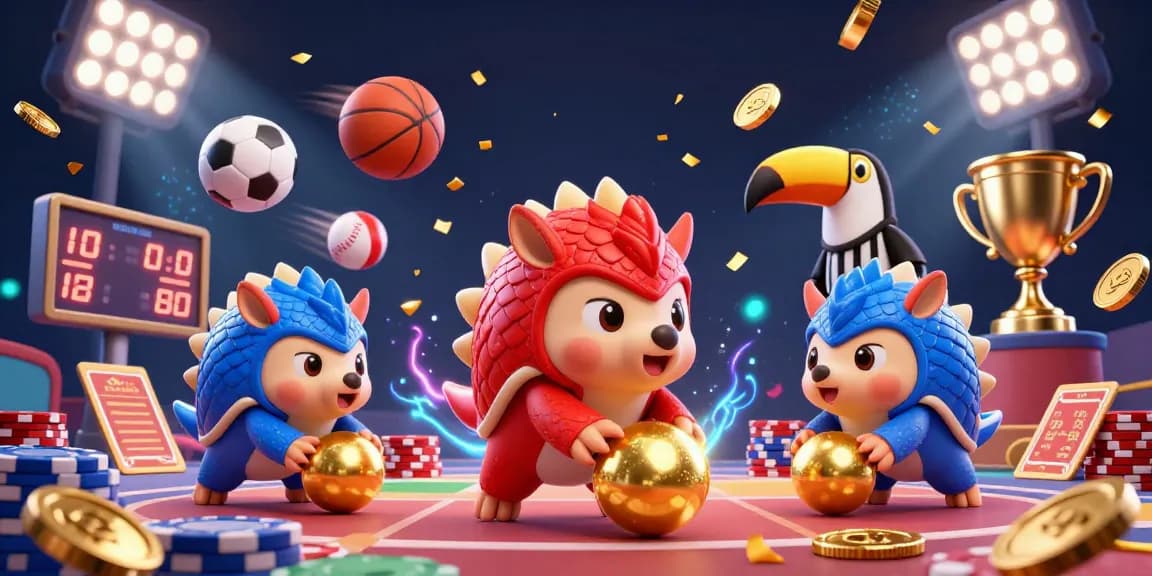 Engage with sunwin's vibrant casino experience under playful pangolins as they roll golden balls through poker chips.