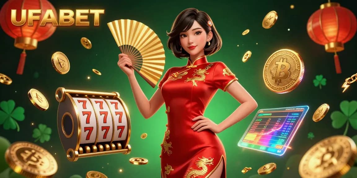 Experience exciting gaming with UFABET, featuring a captivating scene of jackpot slots and vibrant elements.