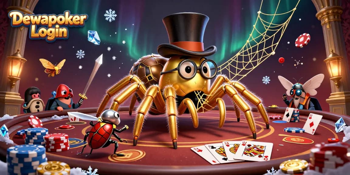 Dewapoker Login engages poker enthusiasts with vibrant 3D casino illustration showcasing dynamic gaming elements.
