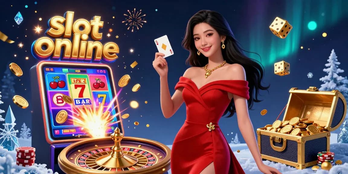 Experience thrilling slot online games with stunning visuals and vibrant gameplay in this dynamic casino illustration.
