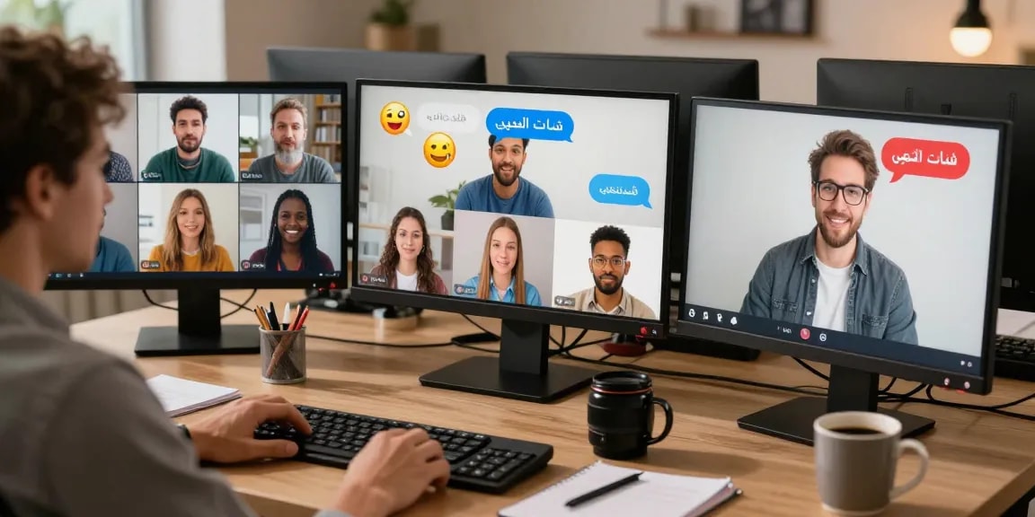 Dynamic chat interface representing شات الخليج bringing users together for engaging conversations and connections.