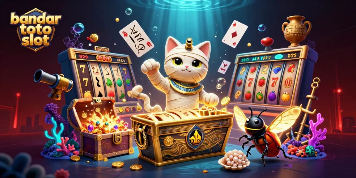 Experience thrilling adventures with bandar toto slot in this vibrant casino scene featuring golden prizes.