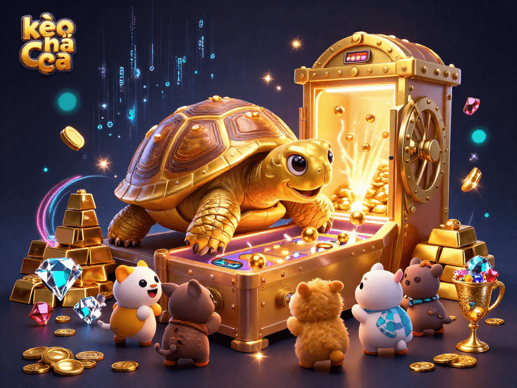 Play kèo nhà cái in an exciting 3D scene with vibrant casino elements and characters.