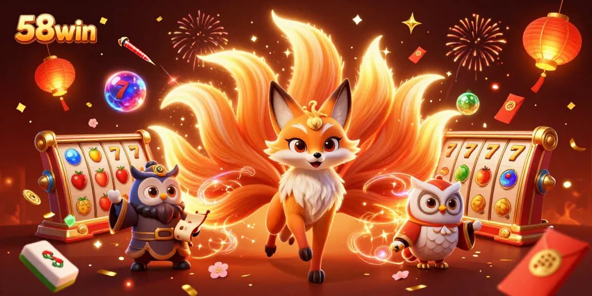 Experience vibrant gameplay visuals with 58win featuring colorful spirits and slot game elements.